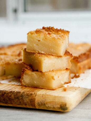 hawaiian butter mochi stack of three