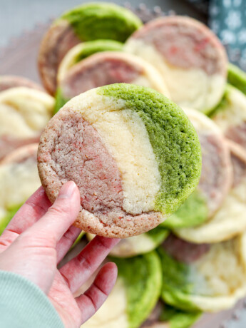 strawberry matcha neapolitan cookies