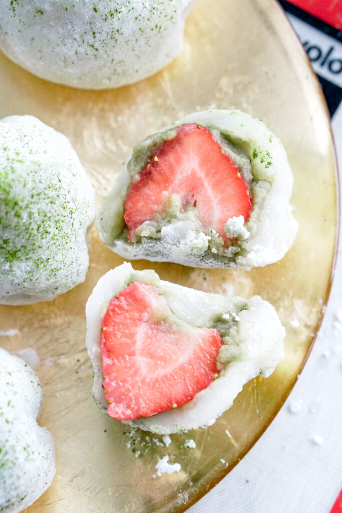 strawberry matcha daifuku mochi