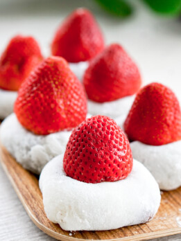 strawberry on top of daifuku mochi