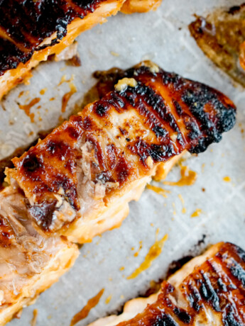 miso glazed salmon charred after baking