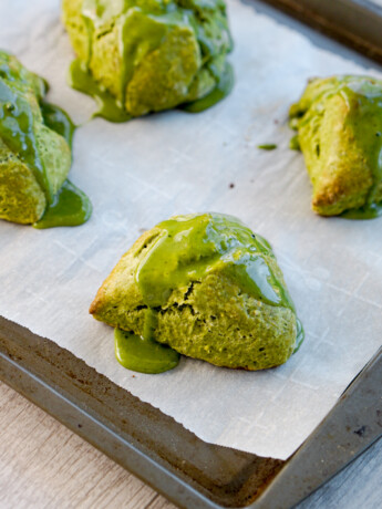 matcha scones with glaze