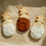 pineapple shaped macadamia nut cookies dipped in chocolate