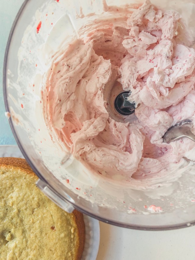 strawberry whipped cream frosting.