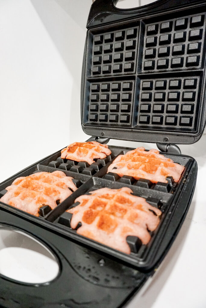 mochi waffles in a hamilton beach belgian waffle maker