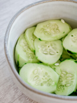 sliced pickled japanese cucumber (sunomono)