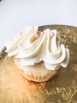 lychee cupcake with lychee rose buttercream