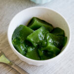 matcha jelly in a serving bowl