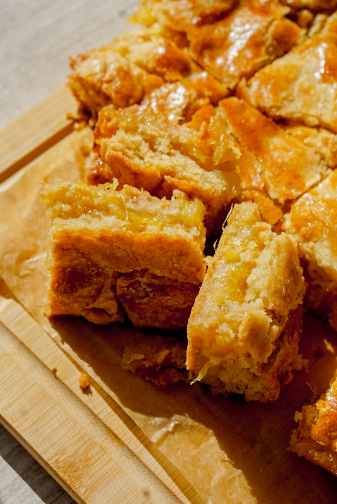 taiwanese pineapple cake three slices cross section angled side