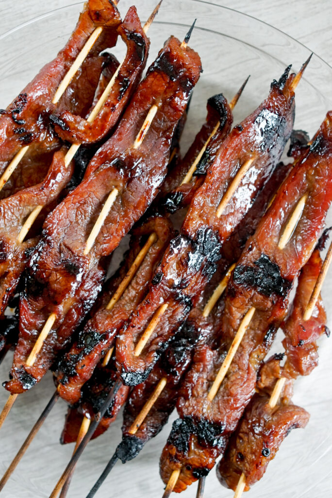 beef teriyaki on skewers