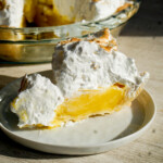 yuzu meringue pie slice from side